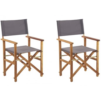 Zestaw 2 krzeseł ogrodowych akacjowych jasne drewno z szarym CINE kod: 4251682267380