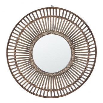 Bambusowe okrągłe lustro ścienne ø 66 cm ciemne drewno BLASITO kod: 4251682266680