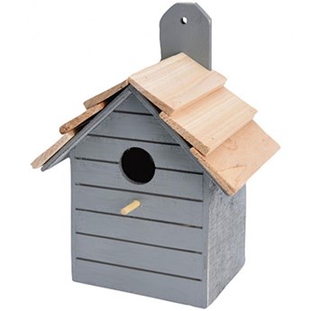 Budka lęgowa dla ptaków, drewniana, ozdobna, domek, szary kod: O-449001-S