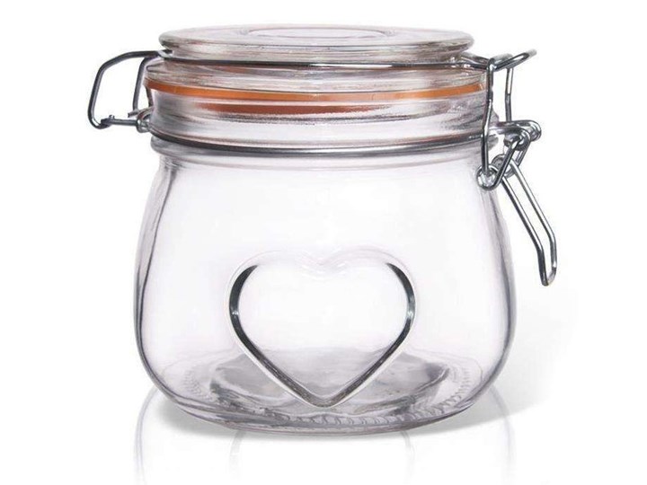 Słoik, pojemnik szklany patentowy z klipsem, BELA, 0,5 l, serce kod: O-126549 Metal Szkło Na herbatę Na produkty sypkie Na kawę Typ Słoiki