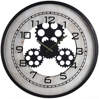 Zegar ścienny, wiszący, okrągły, industrialny, 48 cm, metalowy, drewniany kod: O-569022