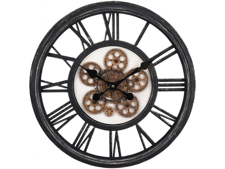 Zegar ścienny, wiszący, okrągły, industrialny, 50 cm, ruchomy, mechanizm kod: O-569062 Tworzywo sztuczne Pomieszczenie Salon