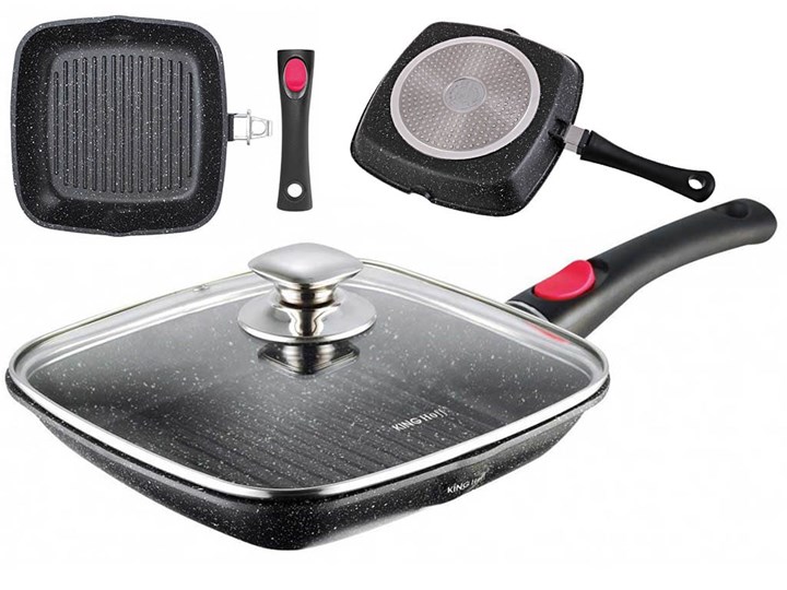 Patelnia kwadratowa granitowa grillowa Kinghoff KH 1511 28x28 Patelnia grillowa Aluminium Średnica 28 cm