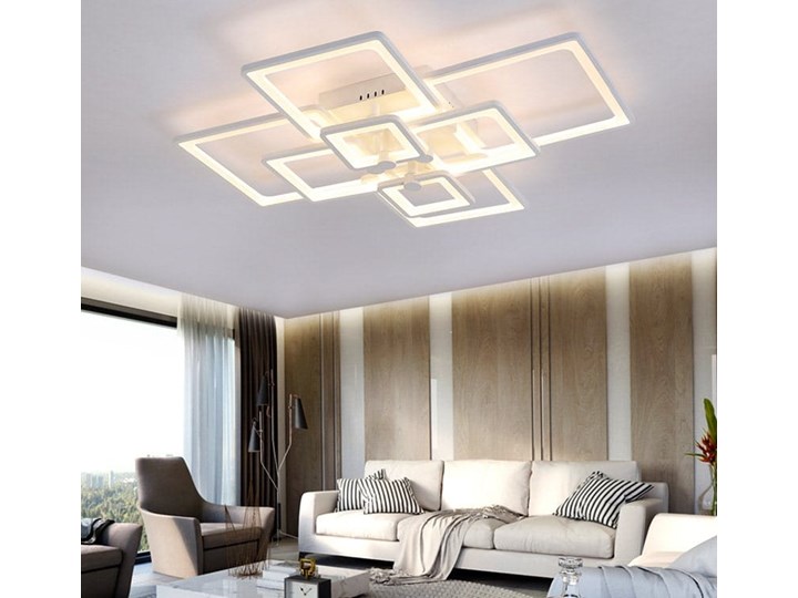 Kwadraty 6 - plafon - lampa sufitowa LED 80x60cm Tworzywo sztuczne Żyrandol Metal Kolor Złoty