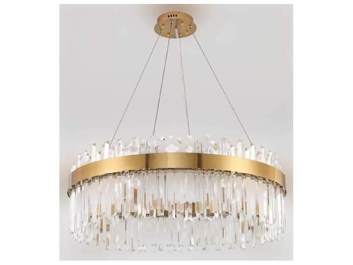 Lux - żyrandol kryształowy 50cm Stal Metal Mosiądz Lampa z kryształkami Szkło Styl Nowoczesny