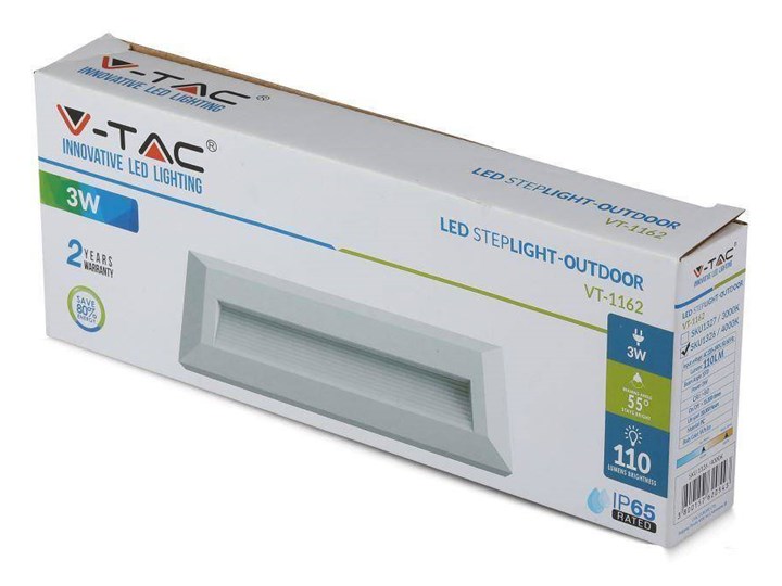 Oprawa Schodowa 3W LED V-TAC Biały Prostokąt 230V IP65 VT-1162 3000K 110lm Oprawa led Kategoria Oprawy oświetleniowe