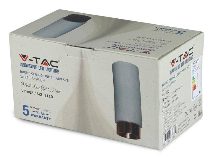 Oprawa V-TAC GIPS BETON GU10 Natynkowa Biały/Różowe Złoto VT-865 5 Lat Gwarancji Okrągłe Oprawa stropowa Kolor Złoty