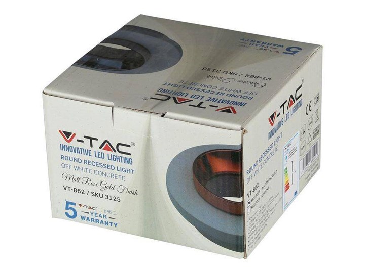 Oprawa Oczko V-TAC GIPS BETON GU10 Okrągła Wpuszczana Biały/Różowe Złoto VT-862 5 Lat Gwarancji Okrągłe Kolor Złoty Oprawa stropowa Oprawa wpuszczana Kolor Różowy