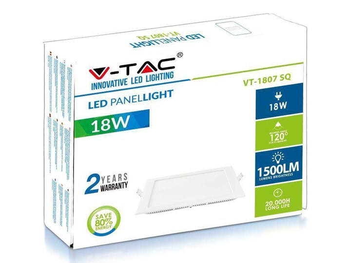 Panel LED V-TAC Premium Downlight 18W Kwadrat 225x225 VT-1807 3000K 1500lm Oprawa stropowa Kategoria Oprawy oświetleniowe