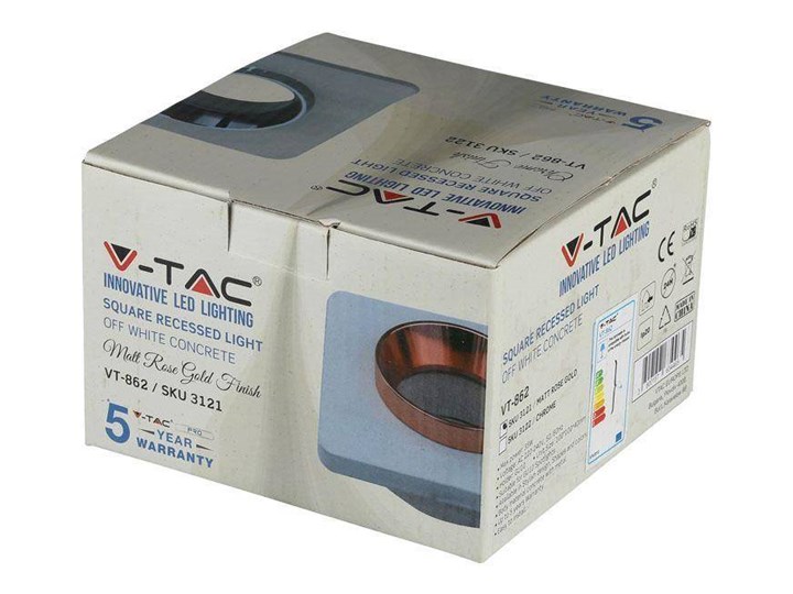 Oprawa Oczko V-TAC GIPS BETON GU10 Kwadrat Wpuszczany Biały/Różowe Złoto VT-862 5 Lat Gwarancji Oprawa wpuszczana Kolor Różowy Kolor Złoty