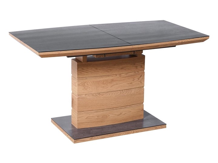 Stół jadalniany na jednej nodze Concord w kolorze dąb złoty Szerokość 140 cm Płyta MDF Długość 80 cm Wysokość 140 cm Drewno Szkło Długość 180 cm Długość 140 cm Szerokość 80 cm Pomieszczenie Stoły do jadalni
