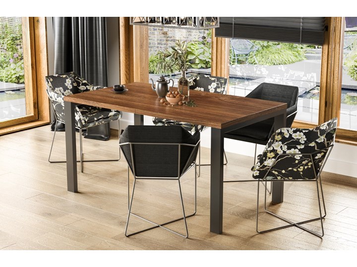 Rozkładany stół do jadalni w kolorze drewna Garant dąb stirling Metal Długość 80 cm Drewno Wysokość 76 cm Długość 120 cm Styl Nowoczesny Szerokość 80 cm Styl Skandynawski