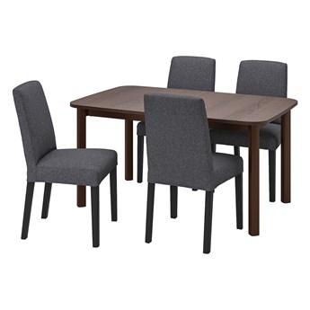 IKEA STRANDTORP / BERGMUND Stół i 4 krzesła, brązowy/Gunnared średni szary, 150/205/260 cm