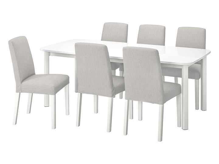 IKEA STRANDTORP / BERGMUND Stół i 6 krzeseł, biały/Orsta jasnoszary, 150/205/260 cm Pomieszczenie Jadalnia Kategoria Stoły z krzesłami