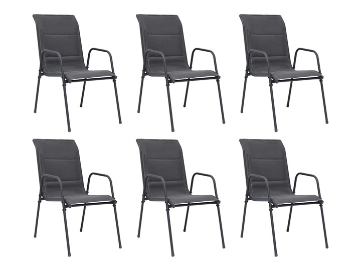 vidaXL 7-cz. zestaw mebli ogrodowych, stalowy, czarny Stoły z krzesłami Zawartość zestawu Stół Zawartość zestawu Krzesła
