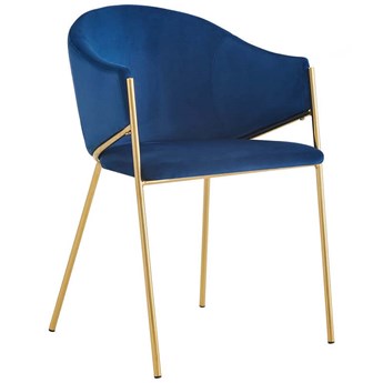 Krzesło Glamour niebieskie DC-890  welur, złote nogi