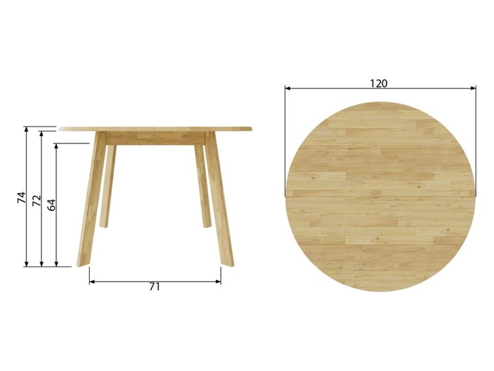 Stół do jadalni z drewna dębowego WOOOD Disc, Ø 120 cm Wysokość 74 cm Drewno Kształt blatu Okrągły