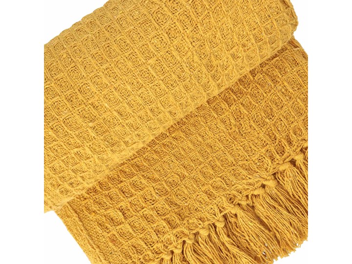 Pled VAFFEL musztardowy z frędzlami 130x170 cm - Homla Bawełna Kategoria Koce i pledy