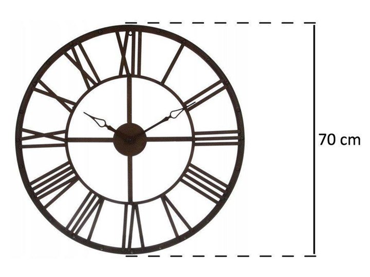 Zegar wiszący z metalu, tarcza z dużymi elementami w stylu vintage Zegar ścienny Okrągły Zasilanie Bateryjne