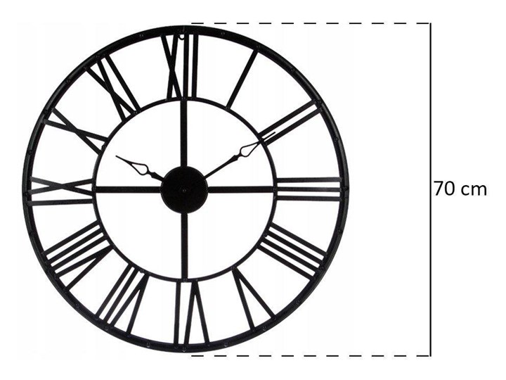 Zegar wiszący z metalu, tarcza z dużymi elementami w stylu vintage Okrągły Zegar ścienny Zasilanie Bateryjne Pomieszczenie Salon