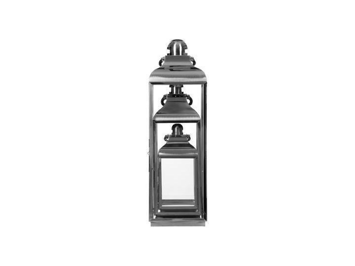 Lampion dekoracyjny szklany INOX, 3 sztuki w komplecie Metal Szkło Kategoria Świeczniki i świece Świeca Świecznik Kolor Czarny