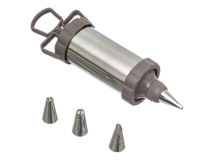 Szpryca do dekorowania ciastek, dekorator, inox, 4 końcówki