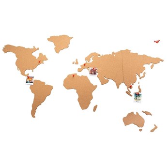 Mapa świata na ścianę do zaznaczania miejsc, 102 x50 cm, korkowa