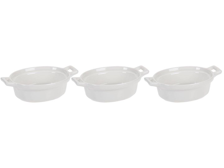 Naczynia do zapiekania z porcelany, 3 sztuki Kolor Szary Naczynie do zapiekania Ceramika Kolor Biały