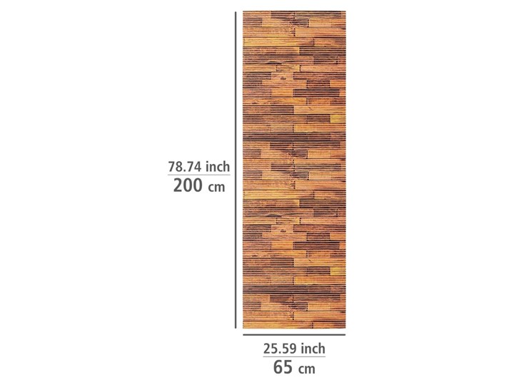 Mata antypoślizgowa LAMBRIS, 65 x 200 cm, wzór drewna, WENKO 65x200 cm Drewno Prostokątny Syntetyk Kategoria Dywaniki łazienkowe