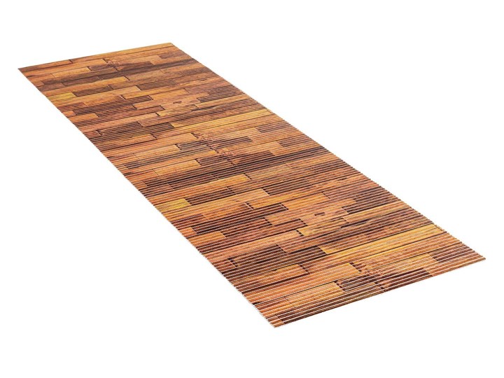 Mata antypoślizgowa LAMBRIS, 65 x 200 cm, wzór drewna, WENKO Syntetyk Kategoria Dywaniki łazienkowe Drewno 65x200 cm Prostokątny Kolor Brązowy