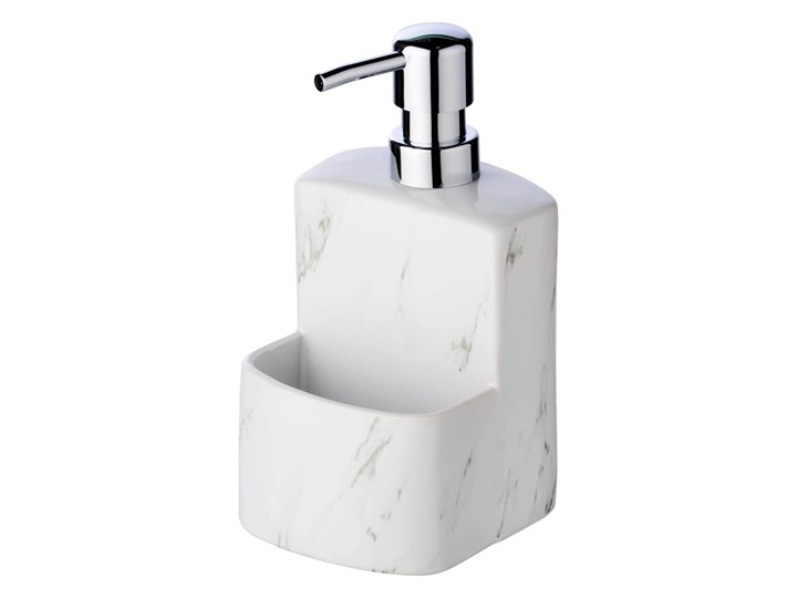 Dozownik do mydła w płynie FESTIVAL z pojemnikiem na gąbkę, ceramika o strukturze marmuru, 380 ml, WENKO