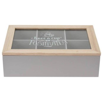 Pudełko na herbatę, drewniane, 24 x 17 x 7 cm