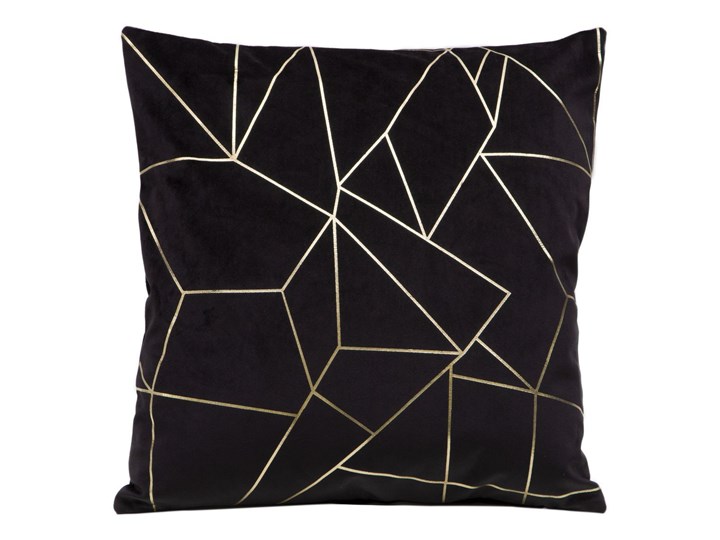 Poszewka na poduszkę ALMES 45x45 ze złotym nadrukiem geometrycznym kolor czarny