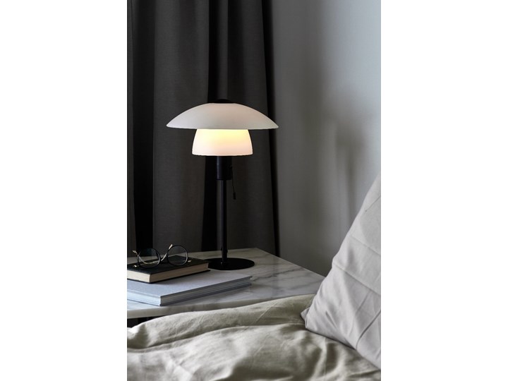 SELSEY Lampa stołowa Verona szklany klosz Szkło Metal Lampa z kloszem Stal Wysokość 40 cm Styl Industrialny