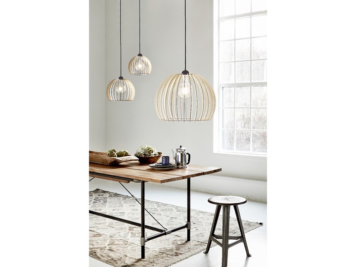 SELSEY Lampa wisząca Chino średnica 30 cm drewniany ażurowy klosz Metal Lampa z kloszem Drewno Ilość źródeł światła 1 źródło Styl Skandynawski