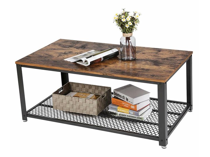 SELSEY Ława Malek 106x60 cm brąz used look Metal Płyta meblowa Drewno Rozmiar blatu 60x106 cm