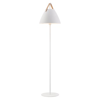 SELSEY Lampa podłogowa Strap 153,7 cm biała ze skórzanym paskiem