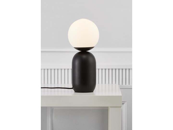 SELSEY Lampa stołowa Notti czarna Szkło Wysokość 35 cm Metal Lampa z kloszem Pomieszczenie Salon