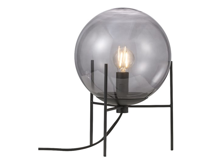 SELSEY Lampa stołowa Alton szare szkło na czarnej podstawie Lampa z kloszem Wysokość 29 cm Metal Kolor Czarny