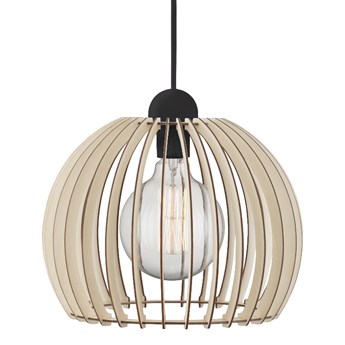 SELSEY Lampa wisząca Chino średnica 30 cm drewniany ażurowy klosz