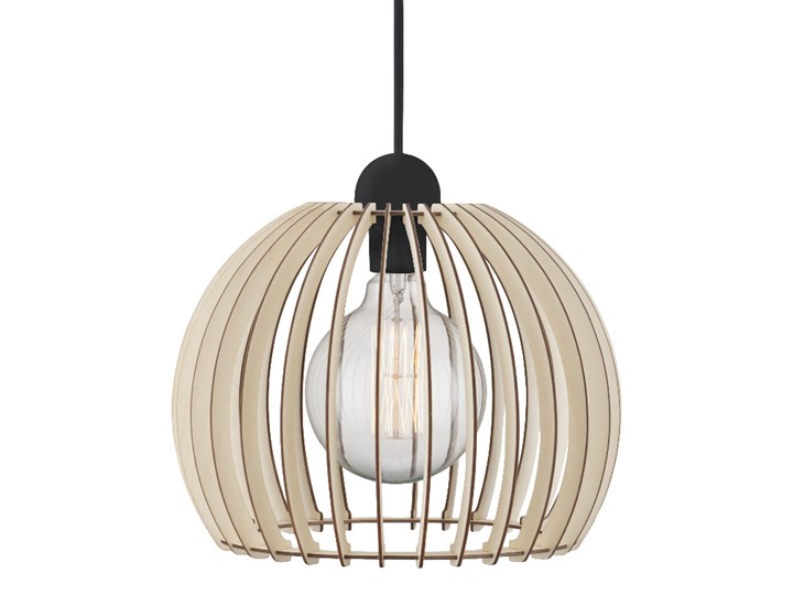 SELSEY Lampa wisząca Chino średnica 30 cm drewniany ażurowy klosz Lampa z kloszem Metal Funkcje Brak dodatkowych funkcji Drewno Ilość źródeł światła 1 źródło