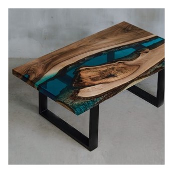 MARE stolik drewniany z żywicą styl industrialny