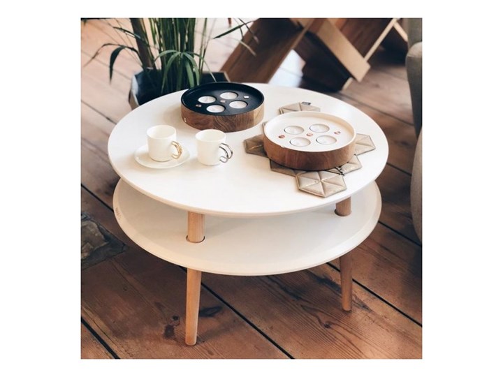UFO niski stolik kawowy w stylu vintage, polski design Szerokość 75 cm Długość 75 cm Wysokość 35 cm Płyta MDF Średnica 75 cm