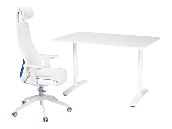 IKEA BEKANT / MATCHSPEL Biurko i krzesło, Biały, Długość: 120 cm Kategoria Zestawy mebli do sypialni