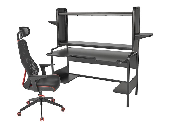 IKEA FREDDE / MATCHSPEL Biurko gamingowe i krzesło, czarny, Wysokość: 146 cm Kategoria Zestawy mebli do sypialni