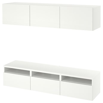 IKEA BESTÅ Szafka pod TV, Biały/Lappviken biały, 180x42x185 cm