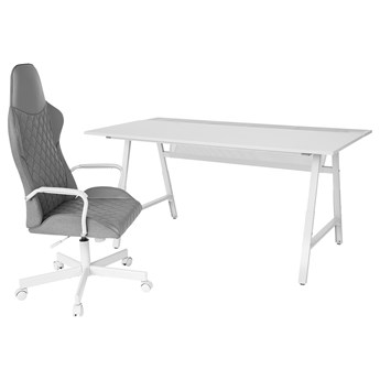 IKEA UTESPELARE Biurko gamingowe i krzesło, Szary/jasnoszary, Maksymalna wysokość siedziska: 50 cm