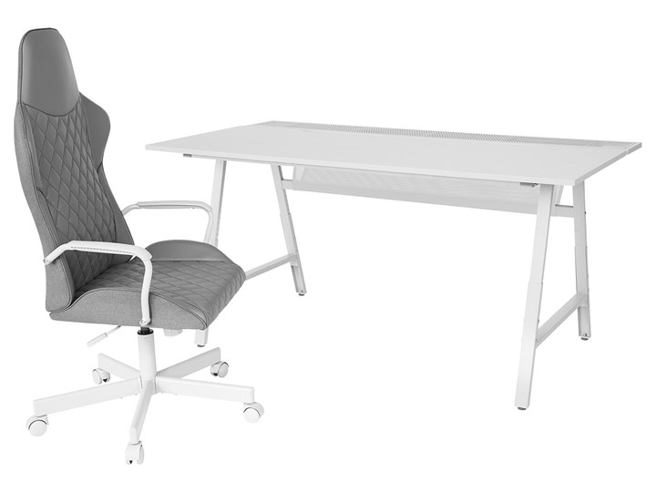 IKEA UTESPELARE Biurko gamingowe i krzesło, Szary/jasnoszary, Maksymalna wysokość siedziska: 50 cm Kategoria Zestawy mebli do sypialni Kolor Biały