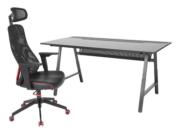 IKEA UTESPELARE / MATCHSPEL Biurko gamingowe i krzesło, Czarny, Maksymalna wysokość siedziska: 59 cm
