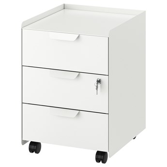 IKEA TROTTEN Komoda na kółkach, 3 szuflady, Biały, Szerokość: 40 cm